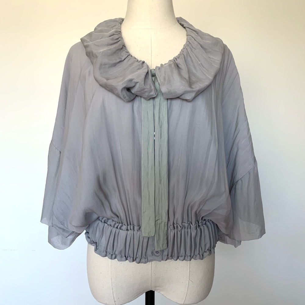 Silver Flowy Poet Top